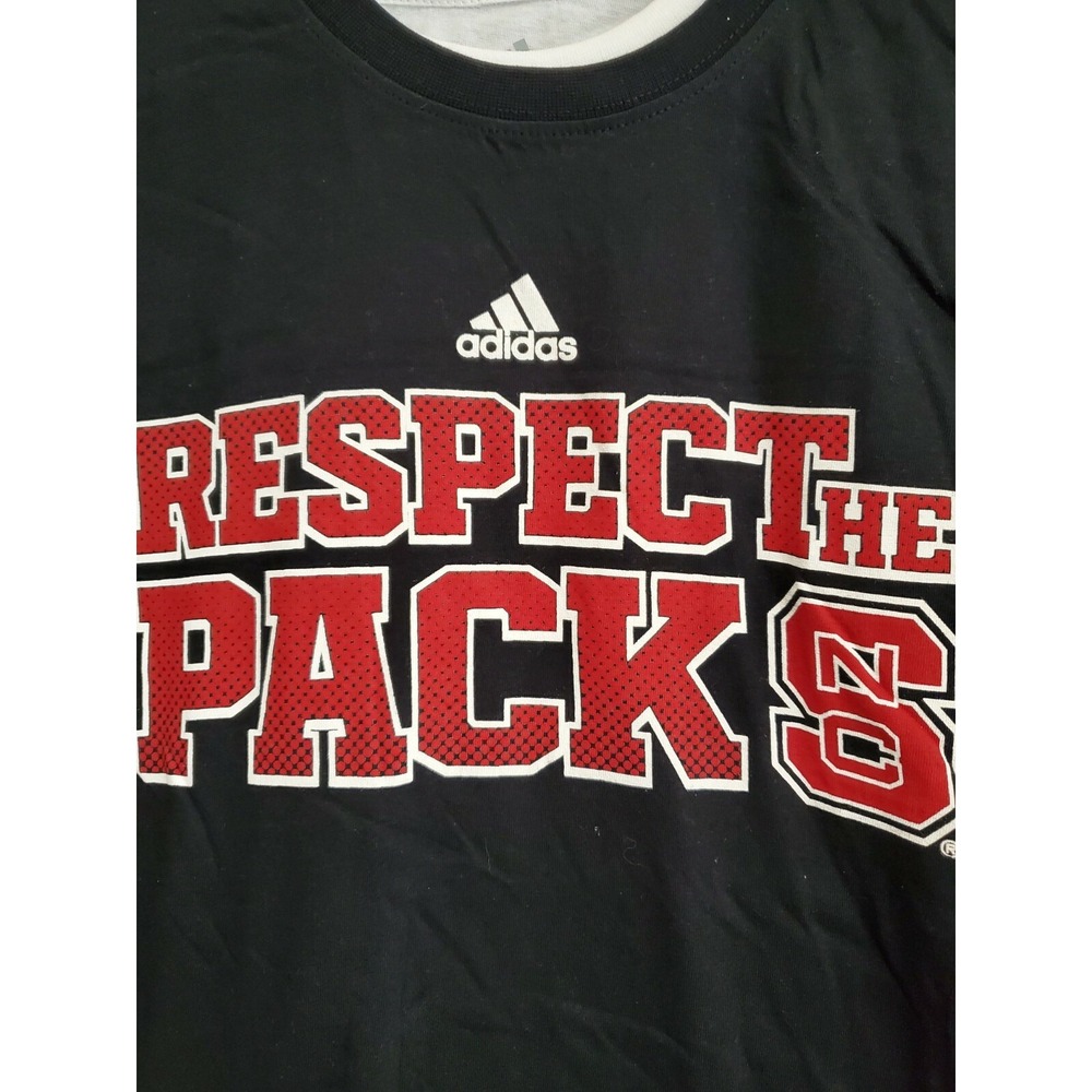 Adidas Youth Medium 10/12 NC State Wolfpack 2-in-1 Long Sleeve T-Shirt Shirts - Picture 2 of 6